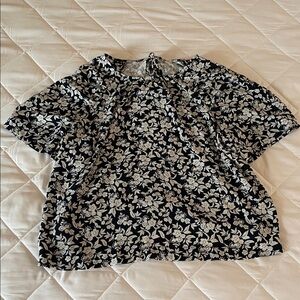 Floral Navy and White Women's Top